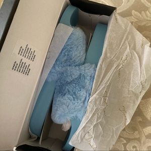 NWT baby blue fuzzy slippers